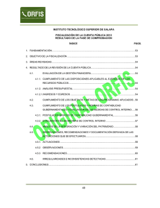 INSTITUTO TECNOLÓGICO SUPERIOR DE XALAPA  FISCALIZACIÓN DE LA CUENTA PÚBLICA 2012