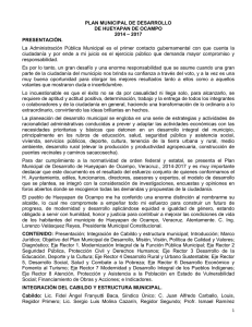 PLAN MUNICIPAL DE DESARROLLO DE HUEYAPAN DE OCAMPO 2014 – 2017 PRESENTACIÓN.