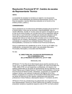 Resolución Provincial Nº 87. Cambio de escalas de Representante Técnico (2009)