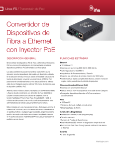 Convertidor de Dispositivos de Fibra a Ethernet con Inyector PoE