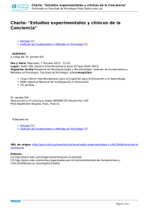 Charla: &#34;Estudios experimentales y clínicos de la Conciencia&#34;