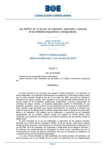 Ley 20/2015, de 14 de julio, de Ordenación, Supervisión y Solvencia de Entidades Aseguradoras y Reaseguradoras.