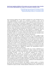 Texto Refundido de la Ley sobre responsabilidad civil y seguro en la circulación de vehículos a motor (R.D. Legislativo 8/2004 de 29 de octubre).