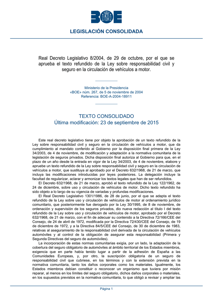 Decreto Vehiculos Real Seguro Obligatorio
