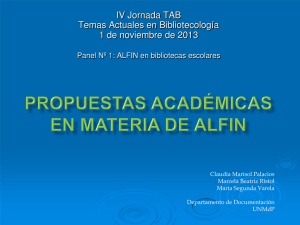 IV Jornada TAB Temas Actuales en Bibliotecología 1 de noviembre de 2013