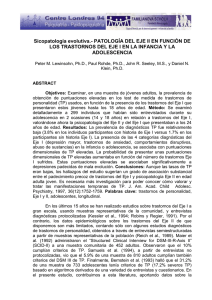 [PDF]Sicopatología evolutiva.- PATOLOGÍA DEL EJE II EN FUNCIÓN DE LOS TRASTORNOS DEL EJE I EN LA INFANCIA Y LA ADOLESCENCIA