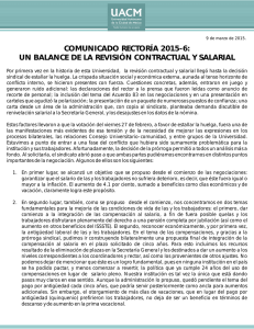 COMUNICADO RECTORÍA 2015-6: UN BALANCE DE LA REVISIÓN CONTRACTUAL Y SALARIAL