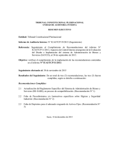 Informe de Auditoría Interna Nº IUAI/TCP/19/2015 (Seguimiento)