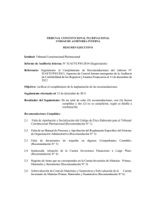 Informe de Auditoría Interna. Nº IUAI/TCP/01/2014 (Seguimiento)