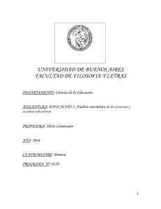 Educación I. Análisis Sistemáticos de los Procesos y Acciones Educativas. Prof. Llomovatte EF