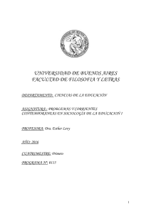Seminario: Problemas y Corrientes Contemporáneas en Sociologia de la Educación I. Prof. Levy