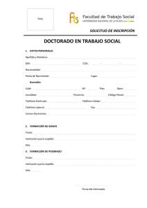 Solicitud de inscripción al Doctorado en Trabajo Social.