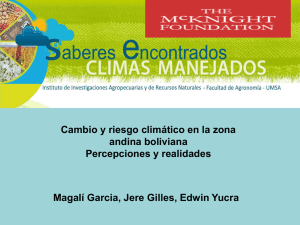Cambio y riesgo climático en la zona andina boliviana Percepciones y realidades