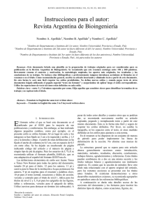 Instrucciones para el autor: Revista Argentina de Bioingeniería Nombre A. Apellido