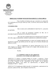 Ordenanza Nº 985-2011 Licitac. Obras Red de Gas Natural Zona Urbana popular!