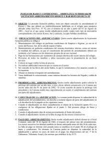 PLIEGO DE BASES Y CONDICIONES  -  ORDENANZA NUMERO... LICITACION ARRENDAMIENTO KIOSCO Y BAR REFUGIO RUTA 92