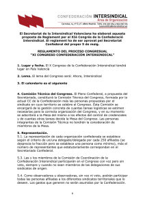Proposta de reglament del procés congressual XI Congreso Confederación Intersindical .