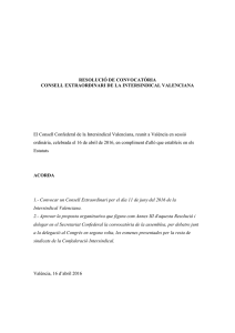 Proposta de resolució sobre la convocatòria d un Consell extraordinari de la Intersindical Valenciana.
