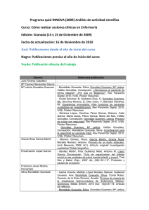 Programa quid-INNOVA (2009) Análisis de actividad científica