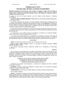 Decreto Promulgatorio del Tratado de Libre Comercio entre la República de Chile y los EstadosUnidos Mexicanos, publicado en el Diario Oficial de la Federación el 27 de octubre de 2008.