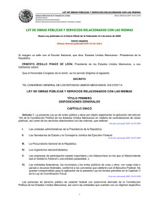 Ley de Obras Públicas y Servicios relacionados con las mismas.(Reforma Publicada en el 2012)