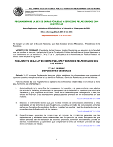 Reglamento de la Ley de Obras Públicas y Servicios Relacionados con las Mismas.(Abrogado 2006)