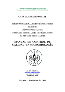 Manual de control de calidad en Microbiologia Clinica