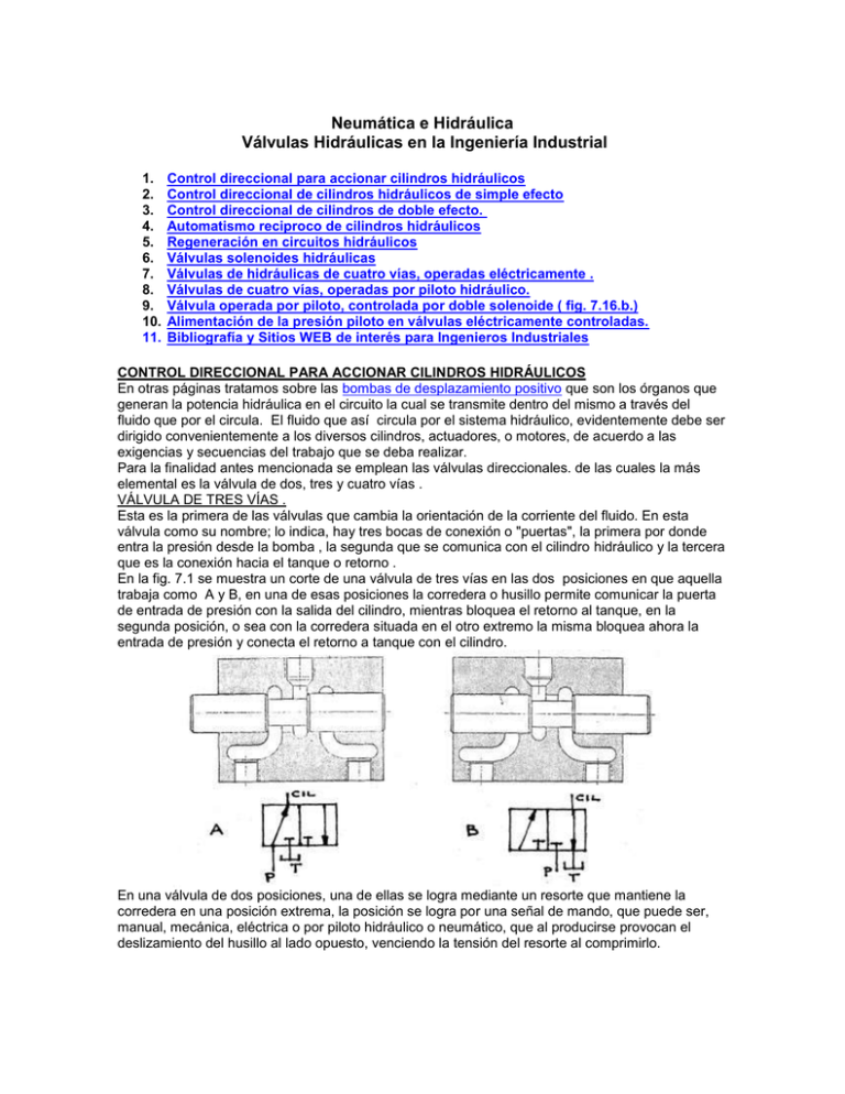 Neumatica E Hidraulica - Valvulas Hidraulicas En La Ingenieria Industrial