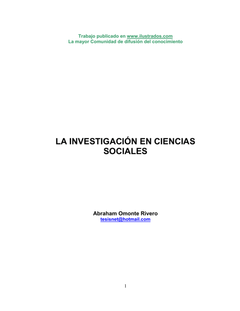 La Investigacion En Ciencias Sociales