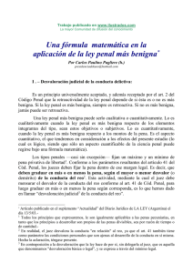 Una formula matematica en la aplicacion de la ley penal mas benigna