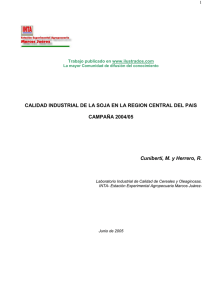 Calidad industrial de la soja en la region central del pais campana 2004/05