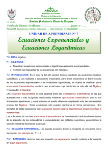 UNIDAD N°7 ECUACIONES EXPONENCIALES Y LOGARITMICAS 2014