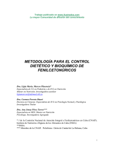 Metodologia para el control dietetico y bioquimico de fenilcetonuricos