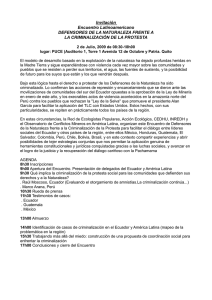 Invitación Encuentro Latinoamericano DEFENSORES DE LA NATURALEZA FRENTE A