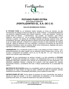 POTASIO PURO EXTRA (FERTILIZANTES GL, S.A. DE C.V)