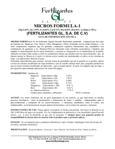 MICROS FORMULA-1 (FERTILIZANTES GL, S.A. DE C.V) GUIA DE INFORMACION TECNICA
