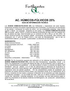AC. HÚMICOS-FÚLVICOS 25% GUIA DE INFORMACION TECNICA