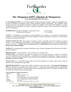 Mn- Manganeso 8.85% (Quelato de Manganeso)  GUIA DE INFORMACION TECNICA