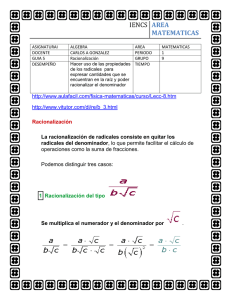 guia 5 racionalizacion  2015 algebra 9