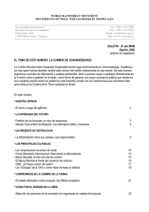WORLD RAINFOREST MOVEMENT MOVIMIENTO MUNDIAL POR LOS BOSQUES TROPICALES  Secretariado Internacional