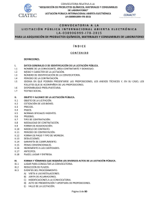 CONVOCATORIA RELATIVA A LA: “ADQUISICIÓN DE PRODUCTOS QUÍMICOS, MATERIALES Y CONSUMIBLES