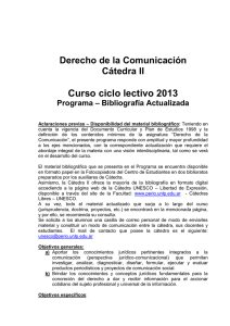Curso ciclo lectivo 2013 Derecho de la Comunicación Cátedra II
