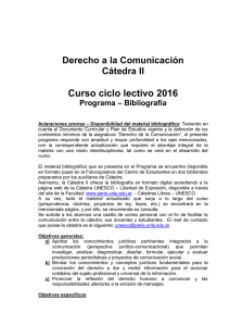 Curso ciclo lectivo 2016 Derecho a la Comunicación Cátedra II