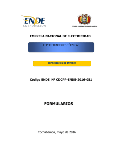 FORMULARIOS EMPRESA NACIONAL DE ELECTRICIDAD Código ENDE  N° CDCPP-ENDE-2016-051
