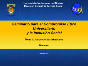 Universidad Autónoma de Sinaloa Dirección General de Servicio Social Seminario 2015