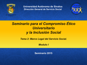 Universidad Autónoma de Sinaloa Seminario 2015 Dirección General de Servicio Social