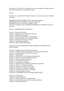 Real Decreto 1281/2002, de 5 de diciembre, por el que... de los Procuradores de los Tribunales de España.