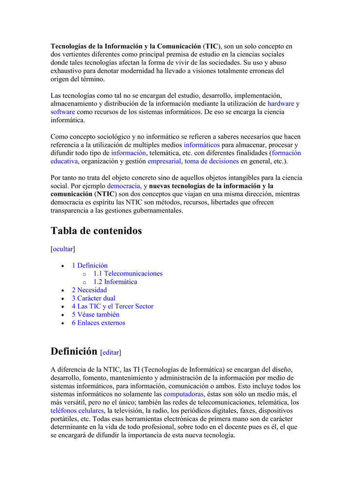 Tics diferentes en de informatica tipos