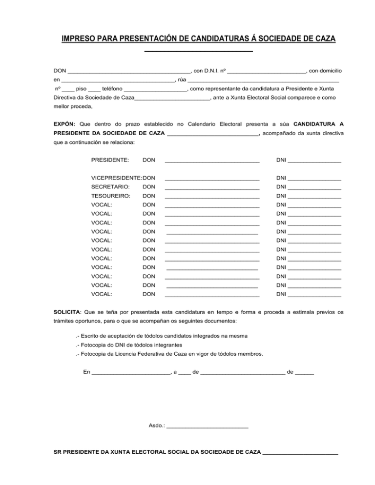 Presentaci N De Candidaturas E Aceptaci N De Cargos