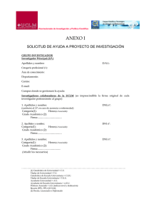 ANEXO I  SOLICITUD DE AYUDA A PROYECTO DE INVESTIGACIÓN